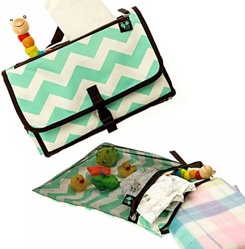 SALE! Portable Diaper Changing Station PLUS Wet and Dry Diaper Bag Bundle, Mint/White/Brown