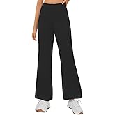 UK loees Girls Flare Pants Kids High Waisted Button Casual Yoga Bootcut Pants Bell Bottoms with Multiple Pockets