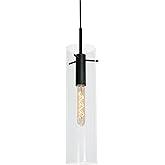 AFX Vista 1-Light Pendant - Clear Glass Shade - Black Finish