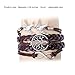 Handmade Leather Bracelet Vintage Infinity Life Tree Flying Birds Charm Bangle Brown