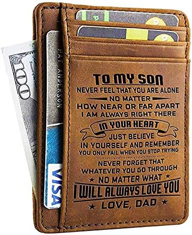 Engraved Leather Front Pocket Wallet Custom Wallet Slim Wallet RFID Front Minimalist Pocket Wallet Gift For Family