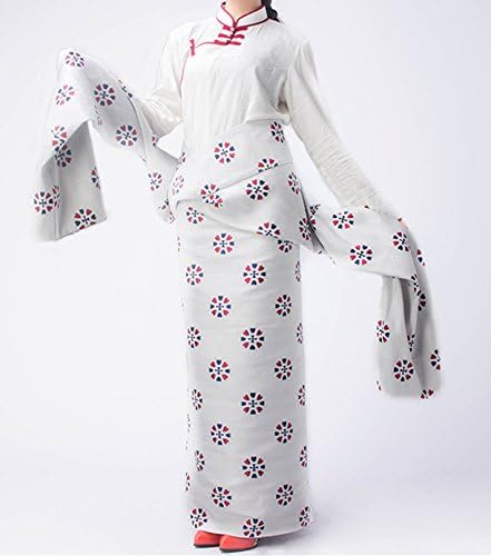 Amazon チベット 民族 衣装 伝統 豪華 高級 ハンドメイド チベット ドレス 長袍 シルク オーダーメイド製作 白 女性 パーティードレス 通販