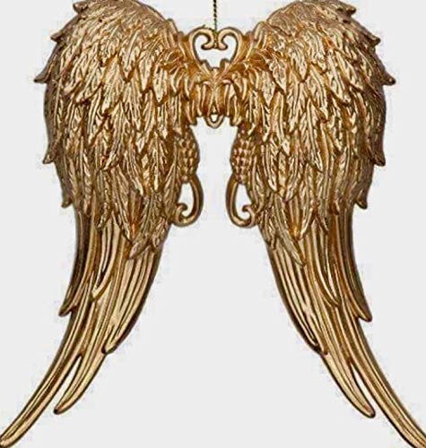 Gisela Graham Antique Gold Angel Wings Hanging Christmas Decoration