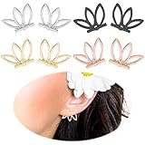 Lotus Studs Ear Crawler Earrings Cuff Climber Ear Wrap Pin Vine Pierced Charms Geometric Clip On Jewelry 4 Mixed Pair