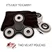 [2-Pack] Tri Fidget Spinner Pocket Toy Prime Set with High Speed Ceramic Bearings Si3N4. Finger Figit Best Hand Stress Reduce for Kids Adult, Relief ADHD, EDC, Autism, Black/White, 2 Pouches by Homy
