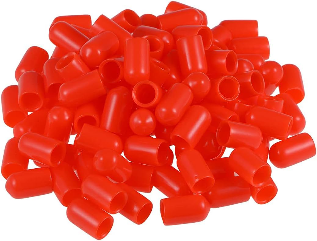 MACHSWON 100pcs Rubber End Caps 7mm ID, Vinyl Round End Cap Cover Screw Thread Protectors Tube Bolt Cap for protection of Screws Tubes Cables Wires, etc
