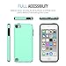 MoKo Case Fit iPod Touch 2019 Released iPod Touch 7 / iPod Touch 6 / iPod Touch 5, 2 in 1 Shock Absorbing TPU Bumper Ultra Slim Protective Case with Hard Back Cover - Mint Green
