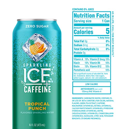 Sparkling Ice +Caffeine Tropical Punch Sparkling Water with Caffeine