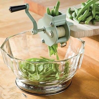 DELUXE BEAN FRENCHER SLICER CUTTER W/CLAMP - GREEN STRINGBEAN - MANUAL CRANK