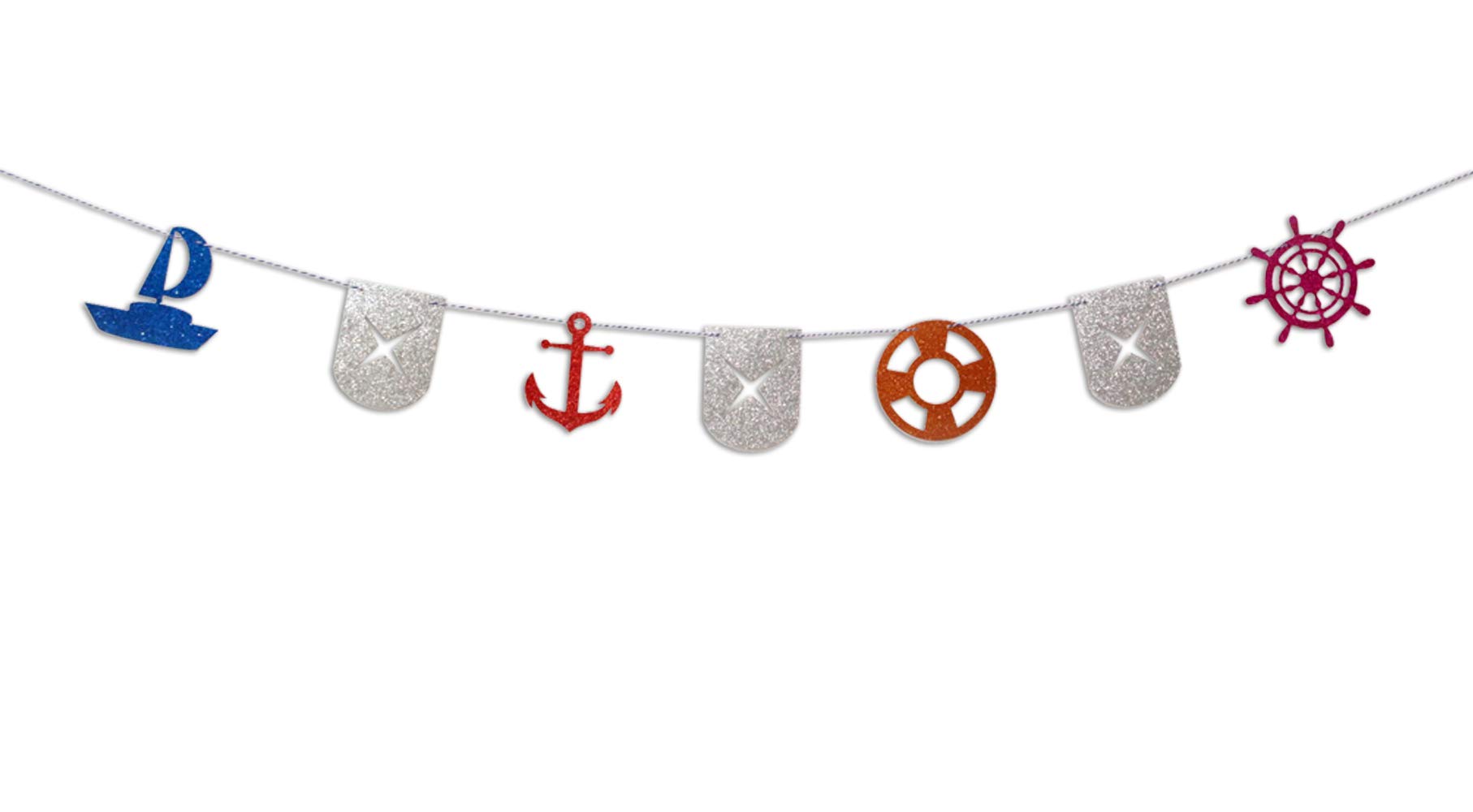 KAPOKKU Nautical Bunting Banner, Nautical Party Decorations Supplies, Pennant Banners for Kids Birthday Party, Baby Shower (Nautical)