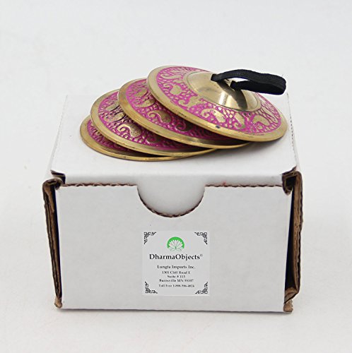 DharmaObjects 2 Pairs Pro Brass Fingers Cymbal Zills Belly Dancing Free Silk Pouch (Pink) - Thumbnail 4