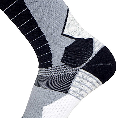 Thermal Compression Ski Socks - Warm Socks for Skiing and Snowboarding (Large, Grey/Black) - Thumbnail 5