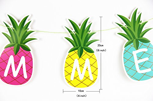 SUNBEAUTY 1.5m Colorful Summer Pineapple Banner Luau Tiki Party Supplies Hawaiian Theme Decor