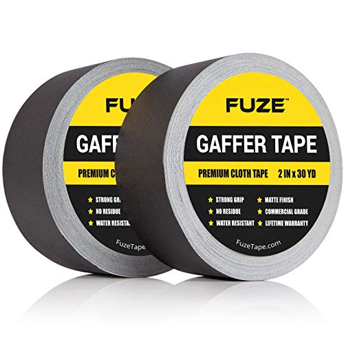 New: Black Gaffers Tape - 2 Pack - 30 Yards & 2 inch Wide - 2 roll Bulk Set Refills case. Multi-Pack Waterproof Gaffer Matte Cloth Fabric for pro Photography, Filming Backdrop, Production Equipment