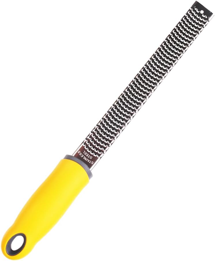 Citrus Lemon Cheese Zester & Stainless Steel Planer by TAFCI- Bama Cheese/ Ginger/Garlic/ Chocolate/ Vegetables/ Protective Cover + Cleaning Brush(yellow)