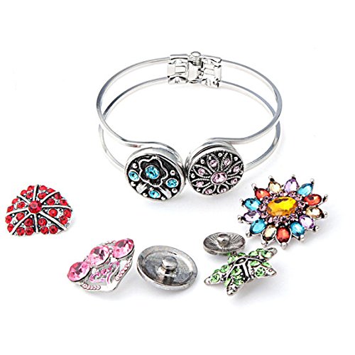 Ginooars Round Snap Clasp Bracelet Fit DIY 18mm Snap Button Charms Pack of 2