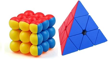 Toy Arena Stickerless Bubble & Pyraminx Cube Smooth Quality Bright Colors Educational 3D Puzzle Toy