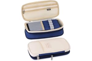 iSuperb Foldable Pencil Case Zipper Big Capacity Aesthetic Canvas Pencil Pouch Compartments Stationery Organizers Pen Bag for Kids Girls Boys Teen Child Student School Supplies Makeup Bags