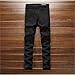 Men's Black Biker Jeans Slim Straight Stretch Skinny Fit Moto Denim Jeans,W30,Black