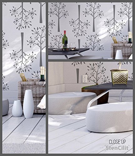 Dill Wall Stencil for Painting - Expedited 3 days Delivery - Tree Wall Accent - Reusable Template - Large Mylar Washable Plastic - Repeatable Pattern for Wall Décor