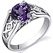 PEORA Simulated Alexandrite Cathedral Solitaire Ring for Women 925 Sterling Silver, 1.75 Carats Round Shape 7mm, Size 7, w/Jewelry Box, Sparkling Color Change Alexandrite Jewelry