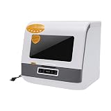 110V 800W Portable Dishwasher, Compact Dish Washing Machine Automatic Mini Dish Washing Machine Countertop Water Tank Dishwasher with 3 Washing Programs 360° Rotating Spray for House Dorm Apartment