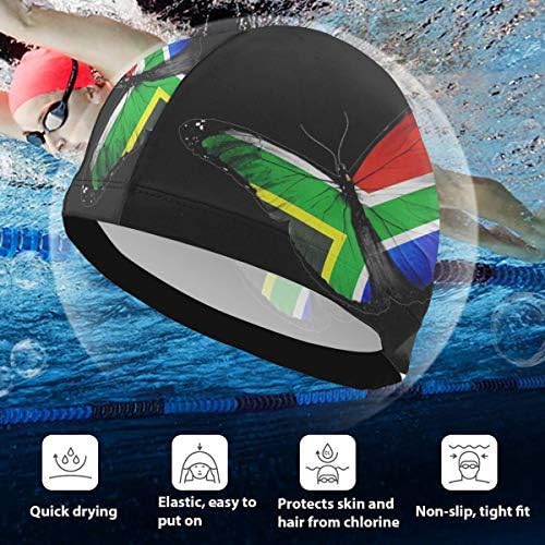 QF6FEICHAN High Elasticity Swimming Cap,South African Flag Butterfly Adult Swim Cap Youth Swim Cap Swim Hats