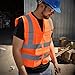 Neiko 53946A High-Visibility Safety Vest with Reflective Strips for Emergency, Construction, and Safety Use, Neon Orange, X-Large