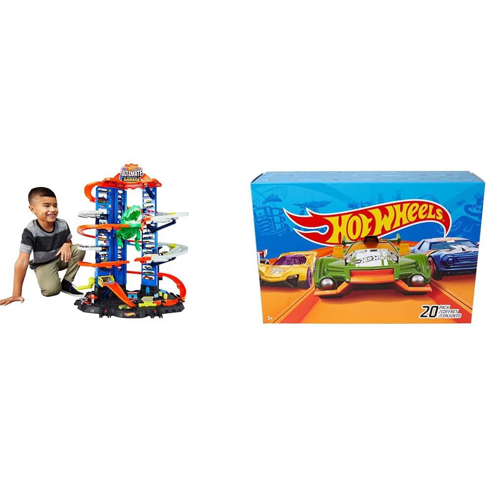 Hot Wheels City Ultimate Garage, Chomping T-Rex and 20 PACK Anazon FFP [Amazon Exclusive]