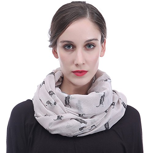 Lina & Lily Basset Hound Dogs Print Infinity Scarf (Beige)