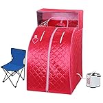 Portable Steam Sauna Tent with Head Cover Full Body Spa Weight Loss , Red