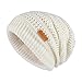 OMECHY Slouchy Beanie Hats Unisex Daily Knit Skull Cap Winter Warm Fleece Soft Baggy Hat Ski Cap, White