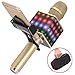 Wireless Bluetooth Karaoke Microphone - Portable KTV Karaoke Machine with Speaker, LED Lights & FREE Phone Holder Perfect for Pop, Rock n' Roll Parties, Solo Parties & More (H8 2.0 Gold)