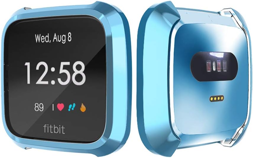 Haojavo Compatible with Fitbit Versa Lite Edition Screen Protector, Soft Plated TPU Full Cover Scratch-Proof Protective Bumper Shell Case for Fitbit Versa Lite Smartwatch Accessories
