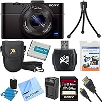 Sony DSC-RX100M II DSC-RX100M2 DSC-RX100MII RX100M2 RX100MII DSC-RX100M II Cyber-shot Digital Still Camera 20.2MP, Black Bundle with 64GB Class 10 High Speed Card, Spare Battery, Micro HDMI Cable SD Card Reader, Mini Tripod + More!