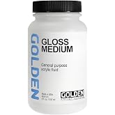 GOLDEN Gloss Medium, 8 fl. oz. Bottle | Artist grade liquid medium; creates glazes, extends colors, enhances gloss and flow. Transparent