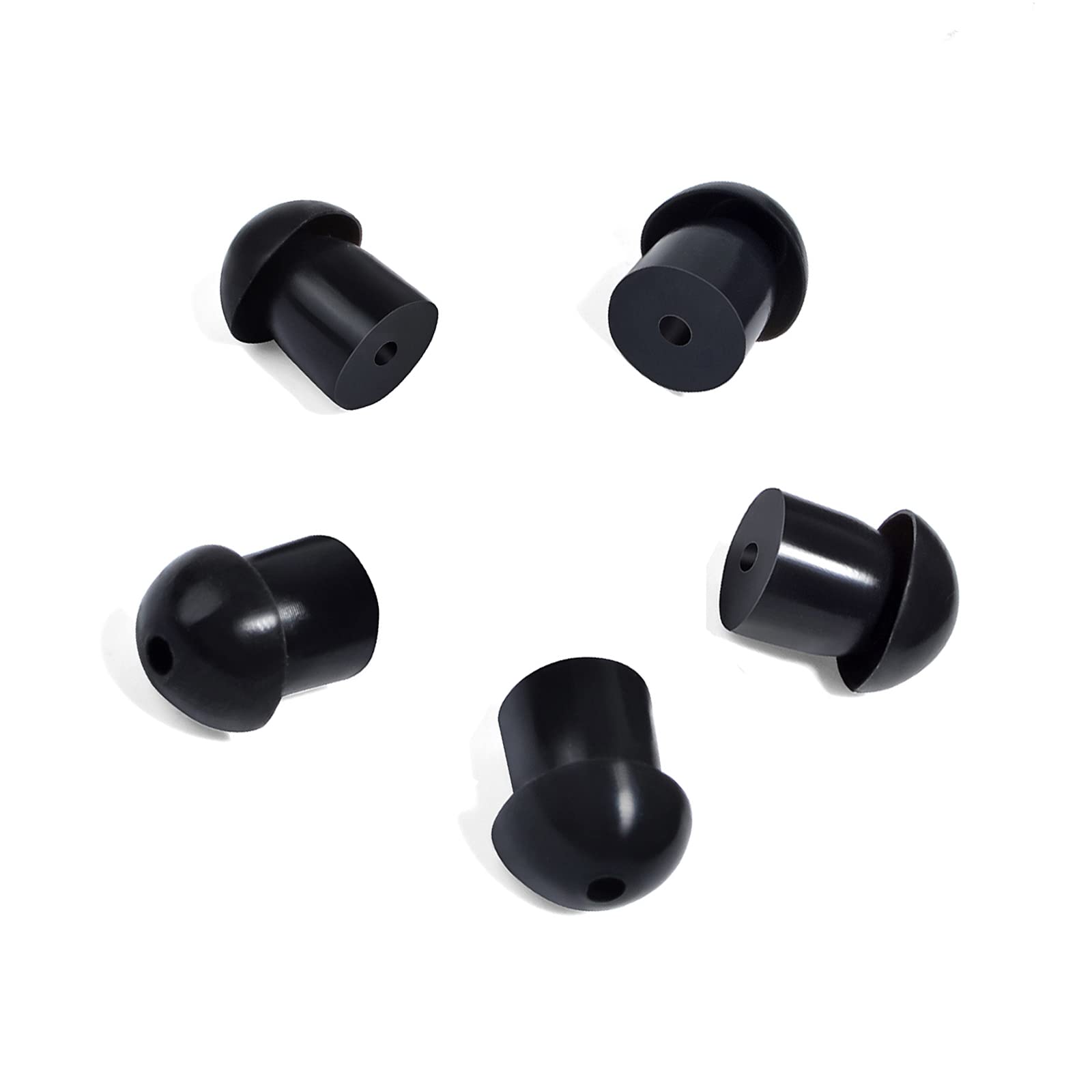 HYSHIKRA Replacement Soft Rubber Mushroom Earbuds Ear Tips Compatible for Motorola Baofeng Kenwood Yaesu Walkie Talkie Covert Acoustic Air Tube Earpiece Headset (5 PCS, Black)
