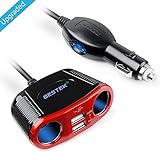 BESTEK MRS156, 2-Socket Cigarette Lighter Power Adapter DC Outlet Splitter with 4.8A Max 2-Port USB Car Charger for Smartphones & Tablet