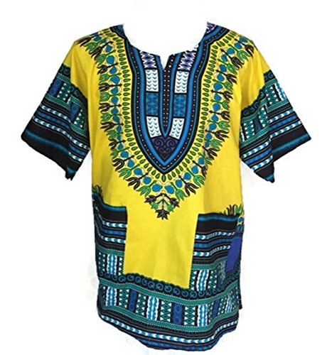 Vipada's Dashiki Shirt African Top Men's Dashiki (Yellow) One Size