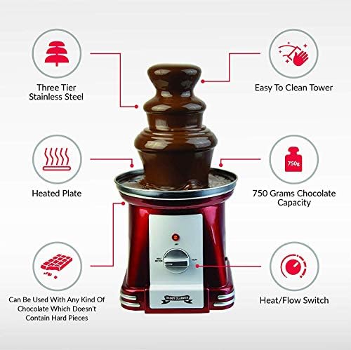 Gadgy Fontaine à Fondue au Chocolat à Trois Étages 90 Watts | Hauteur de 31,5 cm avec Tour en Acier Inoxydable | Capacité de 750 Grammes | Look Rétro | Pour les Fêtes d’Anniversaire et les Mariages - Cuisine A Vivre Gadgy Fontaine à Fondue au Chocolat à Trois Étages 90 Watts | Hauteur de 31,5 cm avec Tour en Acier Inoxydable | Capacité de 750 Grammes | Look Rétro | Pour les Fêtes d’Anniversaire et les Mariages