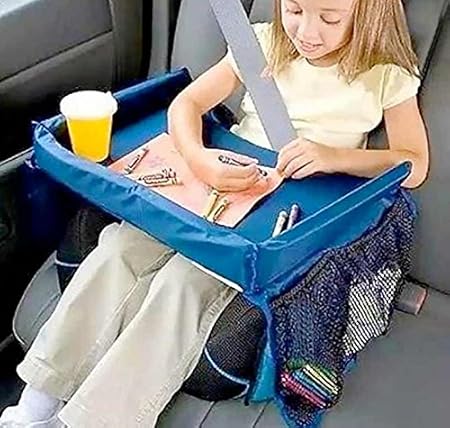 Amazon Acquasea 車内 チャイルドシート用 トレイテーブル 防水 お遊び台 お絵かき台 食事台 渋滞 長時間ドライブのお供 サイドメッシュポケット トレイ 車 バイク