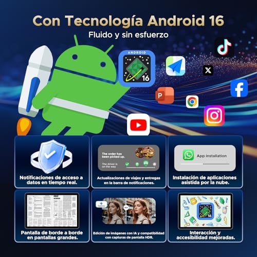 P11 Tablet Android 16, Tablet 11 Pulgadas con 48GB RAM+128GB ROM/TF 2TB, 8800mAh, Tablets Android con 90Hz Display, T7250 Octa-Core, 13MP+5MP, Gemini AI, Widevine L1, Face ID, Teclado, Lapiz, Negro
