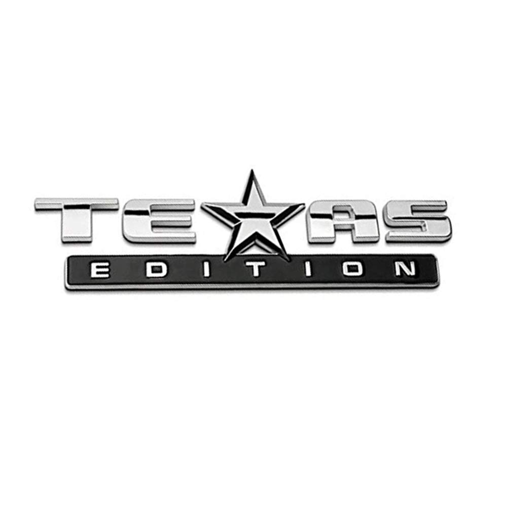 Photo 1 of 1PC Texas Edition Emblem Silver&Black/Silver&Red/All Black/Black&Red/Color American Flag&Silver/Black American Flag&Silver for Chevy Silverado Sierra Universal (Silver & Black)