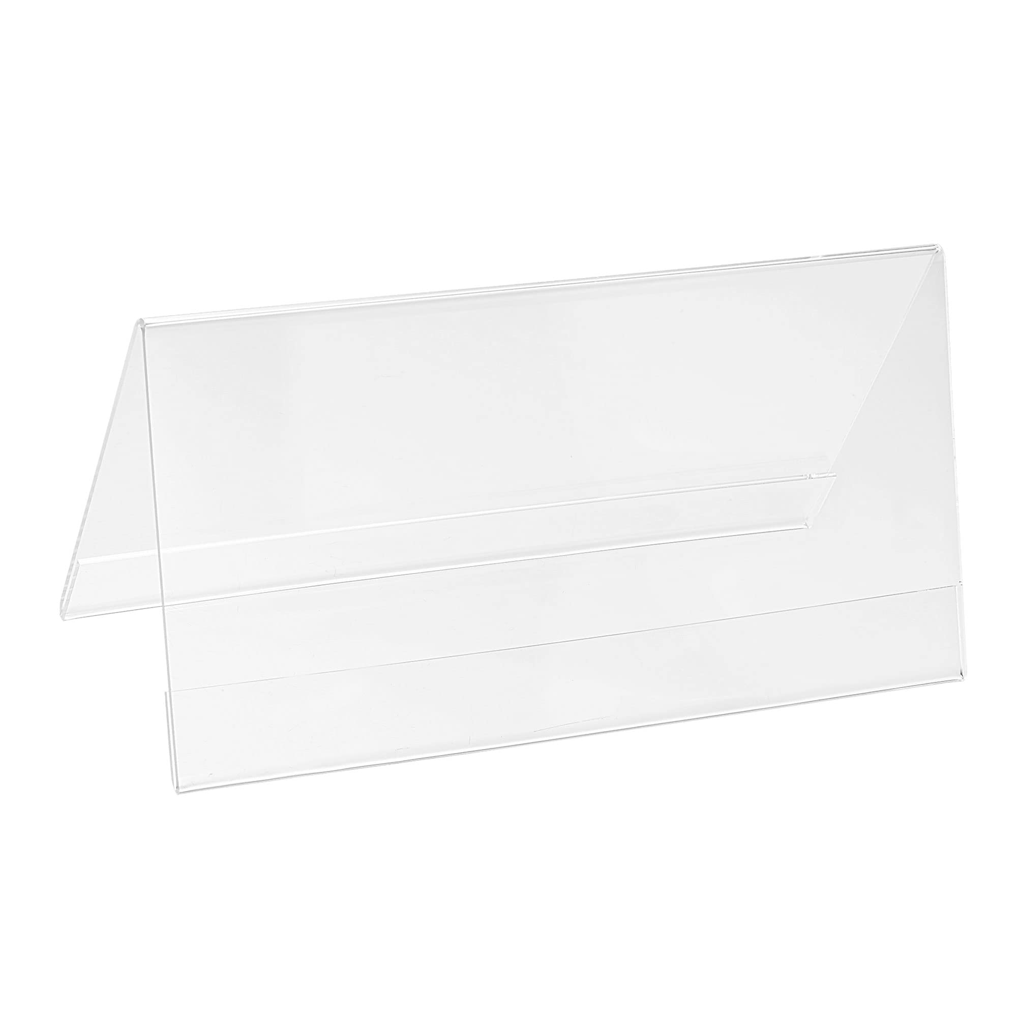 PATIKIL 7.8 x 3.9inch Acrylic Name plate Holders Desk Sign Frame,15Pcs Transparent Name Tent Holders, Table Display for Table Menu Card Holders Triangle Conference Card Holder