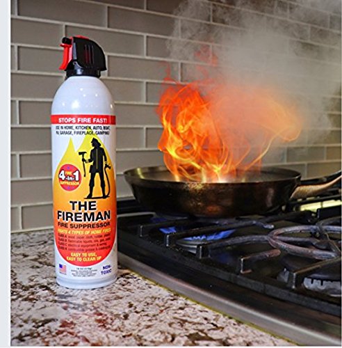 THE FIREMAN - UL APPROVED Multi-Purpose Fire Extinguishing Suppressant Spray - Fights ALL 4 Common Fires: Wood, Gasoline, Electrical Equipment and Grease/Fat Fires (Class A,B,C & K) - 18 oz. (2 Pack)