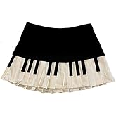 Women Piano Mini Skirts Y2k Harajuku Dark Coquette Aesthetic Grunge Black White Spliced Short Skirt