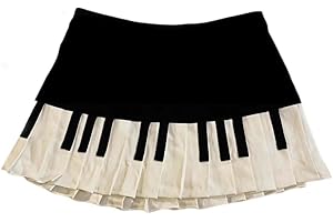LUNOAKVO Women Piano Mini Skirts Y2k Harajuku Dark Coquette Aesthetic Grunge Black White Spliced Short Skirt