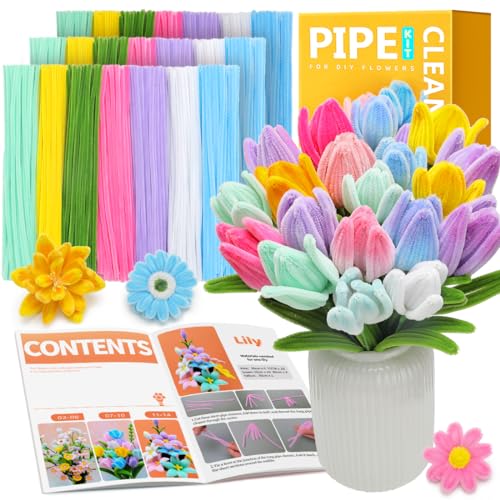 IOOLEEM Pipe Cleaners, 480pcs Multi-Colored, Flower Making Kit, Arts and Craft Supplies, Ideas for Art Project Activity.