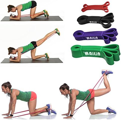 MAILIN Pull-Up Band, Resistance &amp; Stretch Band | Powerlifting Bands | Pull-up and Band Starter Exercise Resistance Training Band, 10 Different Tension Band Sets, 5-200 lbs (Set of 4 Bands)