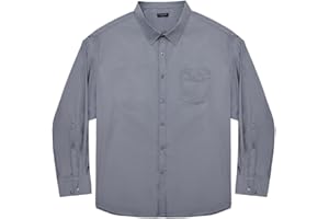Double Pump Big and Tall Dress Shirts for Men Long Sleeve Business Casual Solid Button Down Shirts from XXL(T) to 6XL(T)